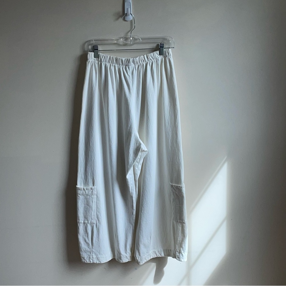 bryn Walker Pacific Cotton Wide Leg White Pocket Pants - Picture 2 of 10